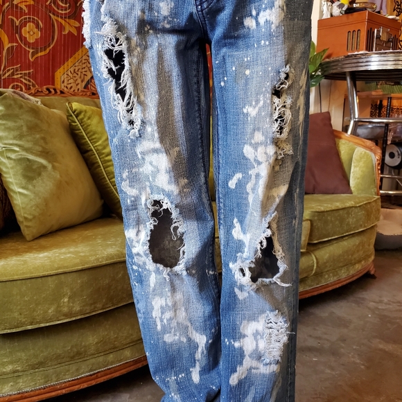 Bleached & Distressed Skinny Blue Jeans!! - Picture 3 of 4